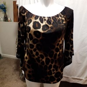 Leopard print off-the-shoulder top